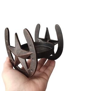 Metal Texas Western Star Candle Holder